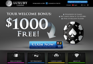 $10,000 Free Match Up Casino Bonus at Luxury Casino