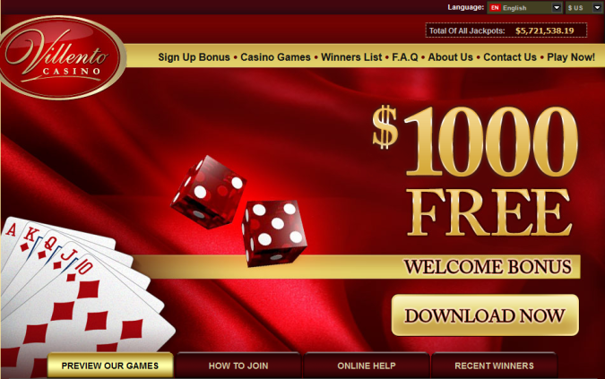 $1000 Free Match Up Casino Bonus at Villento Casino