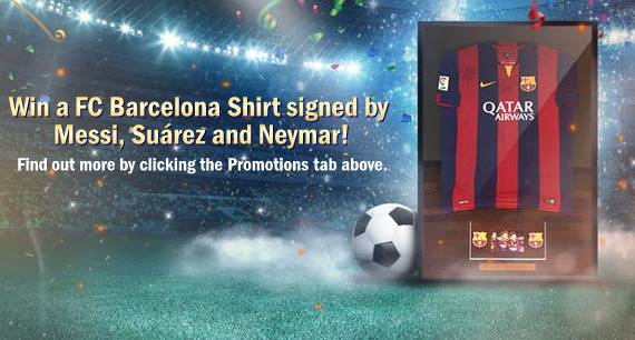 Win a signed Barcelona Soccer Shirt (Messi, Suárez and Neymar) at Casino Rewards