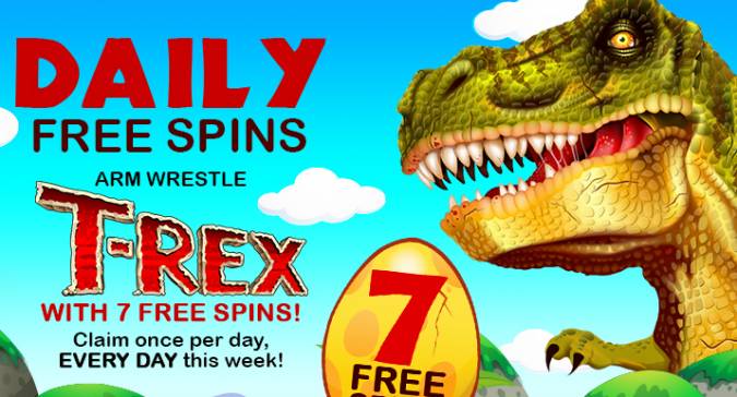 Planet 7 Casino - up to 14 Free Spins on T-Rex September 2016