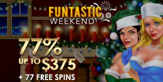 Slotastic Casino - Weekend 77% Bonus up to $375 + 75 Free Spins on Naughty or Nice