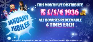 MaxiPlay Online Casino - January 50% Bonus + Free Spins Jubilee