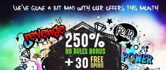 250% No Max Bonus + 30 FS on T-Rex @ 11 RTG Casinos March 2017