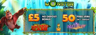 Monster - Exclusive £€5 Free + £€500 Welcome Bonus + 50 Free Spins on Starburst