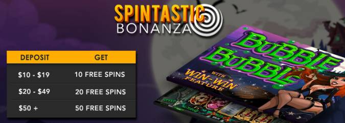 Slotastic Casino - up to 50 daily Free Spins on Bubble Bubble October 2017