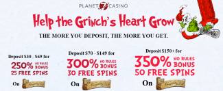 Planet 7 Casino - up to 350% No Rules Bonus + 50 FS on The Naughty List