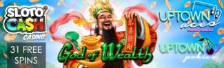 Sloto Cash Casino - 31 Free Spins on God of Wealth (24 hours only)