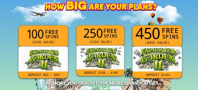 Palace of Chance Casino - up to 450 Free Spins Bonus Code on Enchanted Garden II