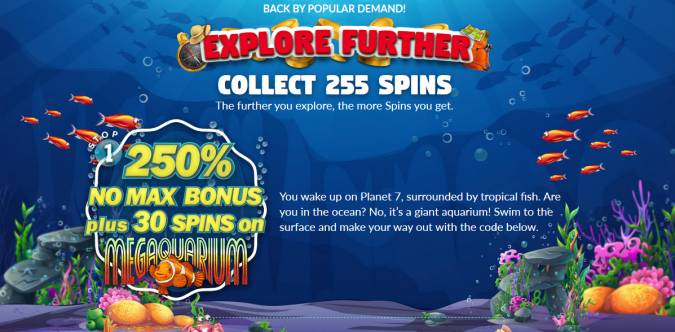 Planet 7 Casino - 250% No Max Bonus Code + 225 Free Spins March 2018