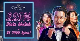 Exclusive Casino - 225% Deposit Bonus Code + 25 FS on Shanghai Lights