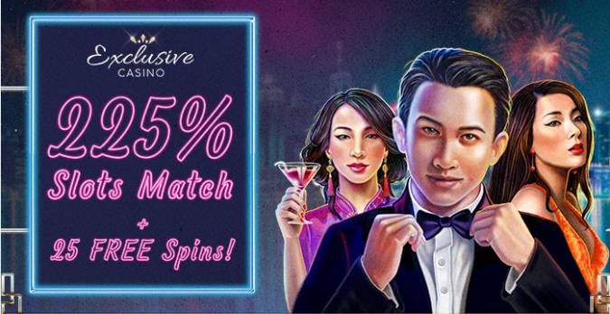 Exclusive Casino - 225% Deposit Bonus Code + 25 FS on Shanghai Lights