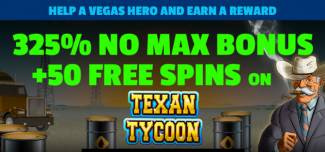 Slots of Vegas Casino - 325% No Max Bonus + 50 Free Spins on Texan Tycoon