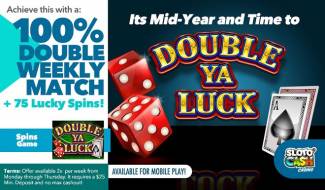 Sloto Cash Casino - 100% Double Bonus + 75 Free Spins on Double Ya Luck