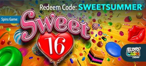 Sloto Cash Casino - Daily 225% Deposit Bonus Code + 50 FS on Sweet 16 August 2018