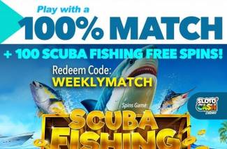 Sloto Cash Casino - 100% Bonus Code + 100 Free Spins on Scuba Fishing