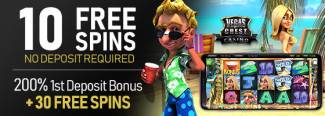 Vegas Crest Casino - Exclusive 20 FS on The Tipsy Tourist + 200% Bonus + 30 Free spins