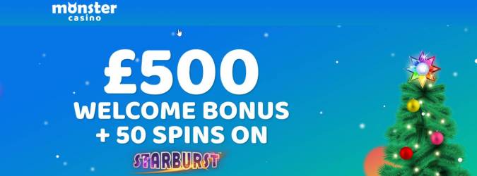 Monster Casino - Exclusive £€500 Welcome Bonus + 50 FS on Starburst