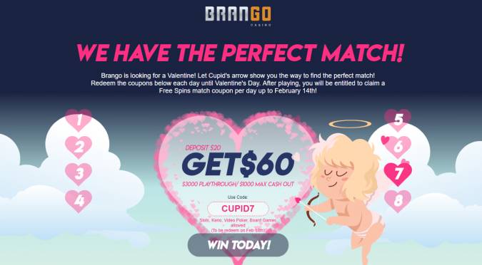 Casino Brango - Deposit $20 and get $60 + 14 FS on Enchanted Garden 2 (today only)