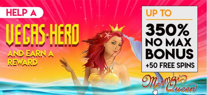 Slots of Vegas Casino - 350% No Max Bonus + 50 Free Spins on Mermaid Queen