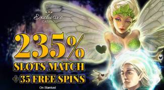 Exclusive Casino - 235% Deposit Bonus + 35 Free Spins on Stardust