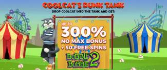 Cool Cat Casino - up to 300% No Max Bonus + 50 Free Spins on Bubble Bubble 2