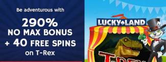 Cool Cat Casino - 290% No Max Deposit Bonus Code + 40 Free Spins on T-Rex