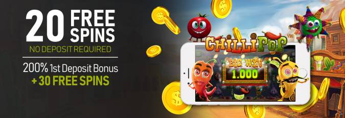 Vegas Crest Casino - Exclusive 20 FS on Chilli Pop + 200% Bonus + 30 Free spins