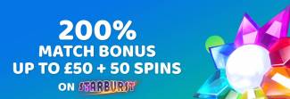 Monster Casino - Exclusive 200% Welcome Bonus up to £€50 + 50 FS on Starburst