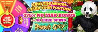 Spin the Wheel - up to 350% Bonus + Free Spins @ 4 RTG Casinos