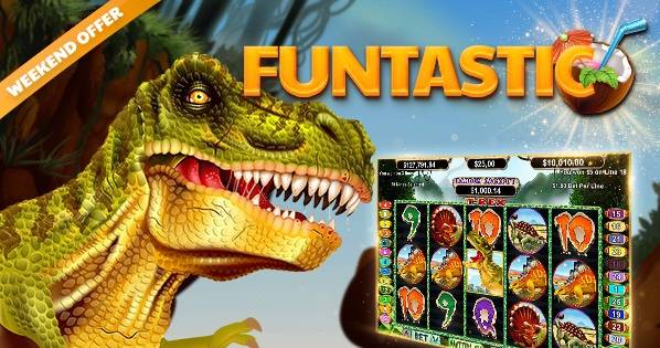 Slotastic Casino - 77% Weekend Bonus up to $375 + 77 Free Spins on T-Rex