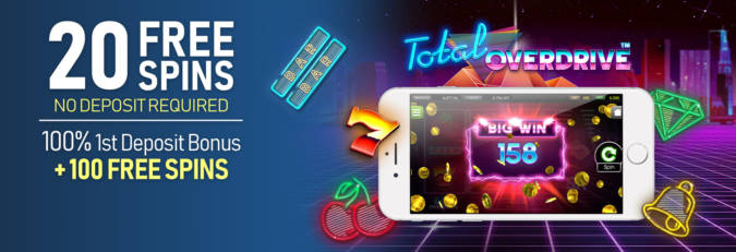 CyberSpins Casino - Exclusive 20 No Deposit FS on Total Overdrive + 100% Bonus + 100 Free spins