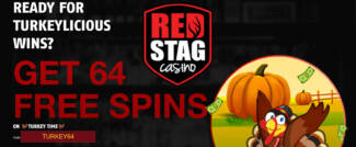 Red Stag Casino - 64 No Deposit FS Bonus Code on Turkey Time + 325% Deposit Bonus + 125 FS