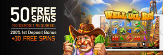 Vegas Crest Casino - Exclusive 50 No Deposit FS on Well Oil Be! + 200% Bonus + 30 Free spins