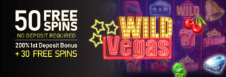 Vegas Crest Casino - Exclusive 50 No Deposit FS on Wild Vegas + 200% Bonus + 30 Free spins