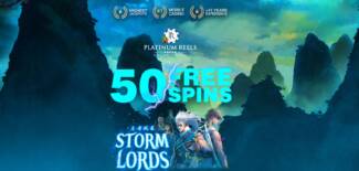 Platinum Reels Casino - Exclusive 50 No Deposit Free Spins Bonus Code on Storm Lords