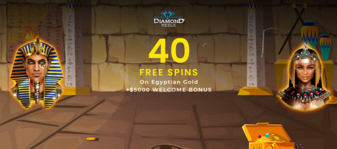 Diamond Reels Casino - Exclusive 40 No Deposit FS Bonus Code on Egyptian Gold