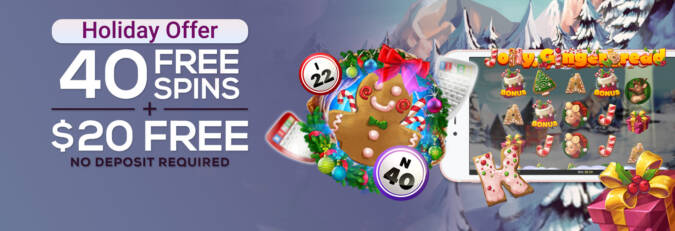 BingoFest - Exclusive 40 No Deposit FS on Jolly Gingerbread + $20 Bingo Bonus + 500% Welcome Bonus