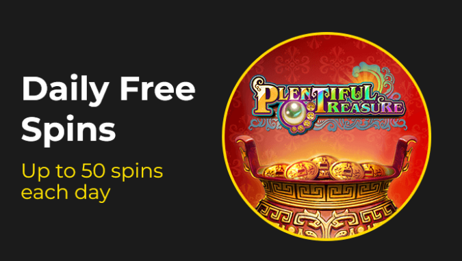 Slotastic Casino - up to 50 daily Free Spins on Plentiful Treasure Vegas Lux February 2022