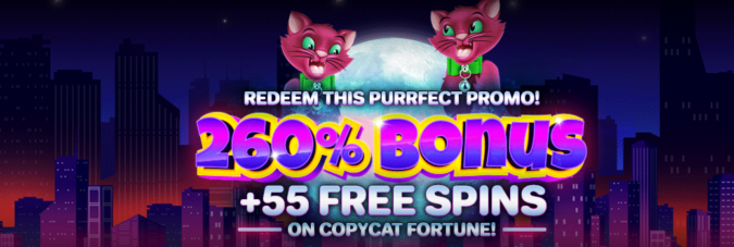 Grand Fortune Casino - 260% No Max Deposit Bonus Code + 55 FS on Copy Cat Fortune