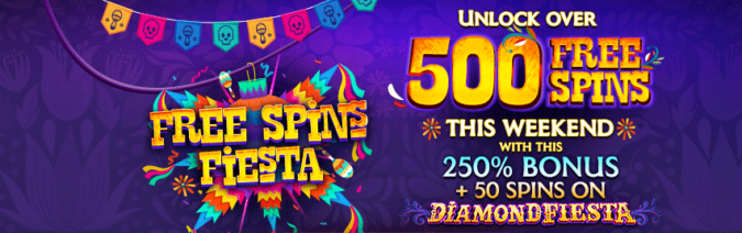 250% No Max Bonus Code + 50 FS on Diamond Fiesta @ 11 SpinLogic Gaming Casinos (this weekend only)