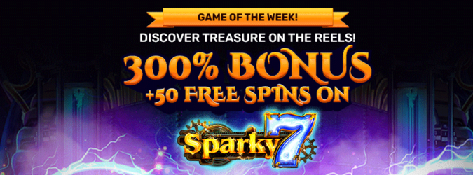 300% Deposit Bonus + 50 FS on Sparky 7 @ 4 SpinLogic Gaming Casinos