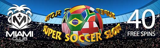 Miami Club Casino - 40 No Deposit FS Bonus Code on Super Soccer + 150% Bonus + 45 FS