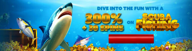 Grand Fortune Casino - 300% Deposit Bonus Code + 30 Free Spins on Scuba Fishing