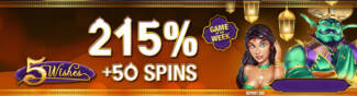 Spin Oasis Casino - 215% Deposit Bonus + 50 Free Spins on 5 Wishes