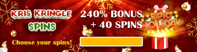 Spin Oasis Casino - 240% Deposit Bonus + 40 Free Spins on Epic Holiday Party