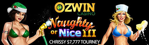 Ozwin Casino - $7,777 Chrissy Freeroll Tournament on Naughty or Nice 3