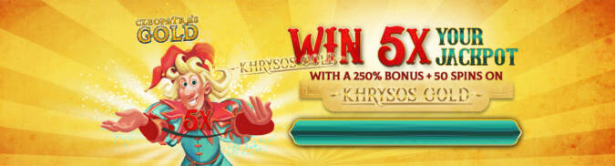 5x Jackpot Win Prize + 250% Deposit Bonus Code + 50 Free Spins on Khrysos Gold @ 11 SpinLogic Gaming Casinos