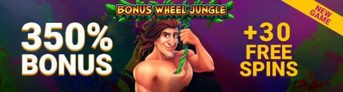 Velvet Spin Casino - 350% Deposit Bonus + 30 Free Spins on Bonus Wheel Jungle