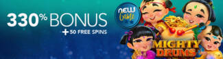 Heaps O Wins Casino - 330% Deposit Bonus + 50 Free Spins on Mighty Drums