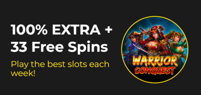 Slotastic Casino - 100% Weekly Bonus Code + 33 FS on Warrior Conquest